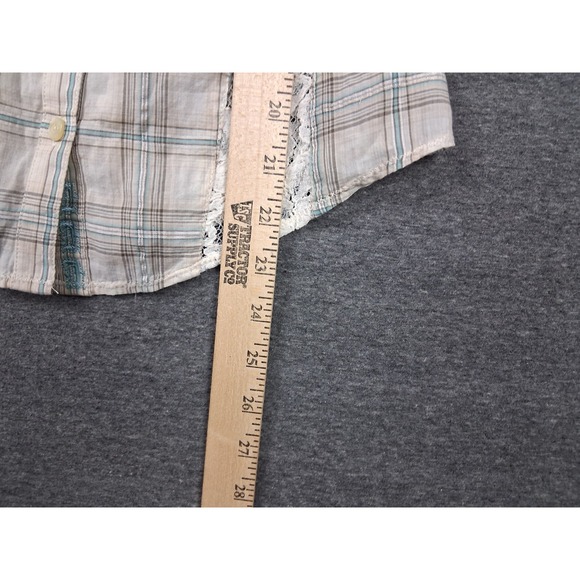 Johnny Was Shirt  XS Plaid Lace Floral‎ Trim Chic Cottage Core Boho Embroidered - Picture 8 of 16